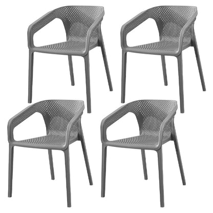 Contemporary Style Stackable Chair Kitchen Arm Chair with Plastic Legs Grey Set of 4 Clearhalo 'Dining Chairs' 'Dining Tables & Seating' 'dining_chair' 'Furniture' 'furniture_dining_chair' 'Kitchen & Dining Furniture' 4761062