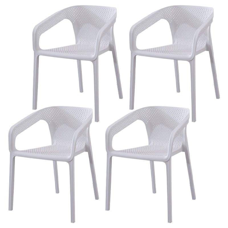 Contemporary Style Stackable Chair Kitchen Arm Chair with Plastic Legs White Set of 4 Clearhalo 'Dining Chairs' 'Dining Tables & Seating' 'dining_chair' 'Furniture' 'furniture_dining_chair' 'Kitchen & Dining Furniture' 4761064