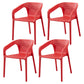 Contemporary Style Stackable Chair Kitchen Arm Chair with Plastic Legs Red Set of 4 Clearhalo 'Dining Chairs' 'Dining Tables & Seating' 'dining_chair' 'Furniture' 'furniture_dining_chair' 'Kitchen & Dining Furniture' 4761065