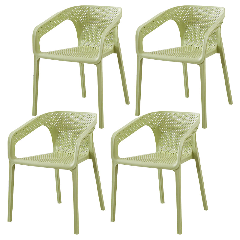 Contemporary Style Stackable Chair Kitchen Arm Chair with Plastic Legs Green Set of 4 Clearhalo 'Dining Chairs' 'Dining Tables & Seating' 'dining_chair' 'Furniture' 'furniture_dining_chair' 'Kitchen & Dining Furniture' 4761072