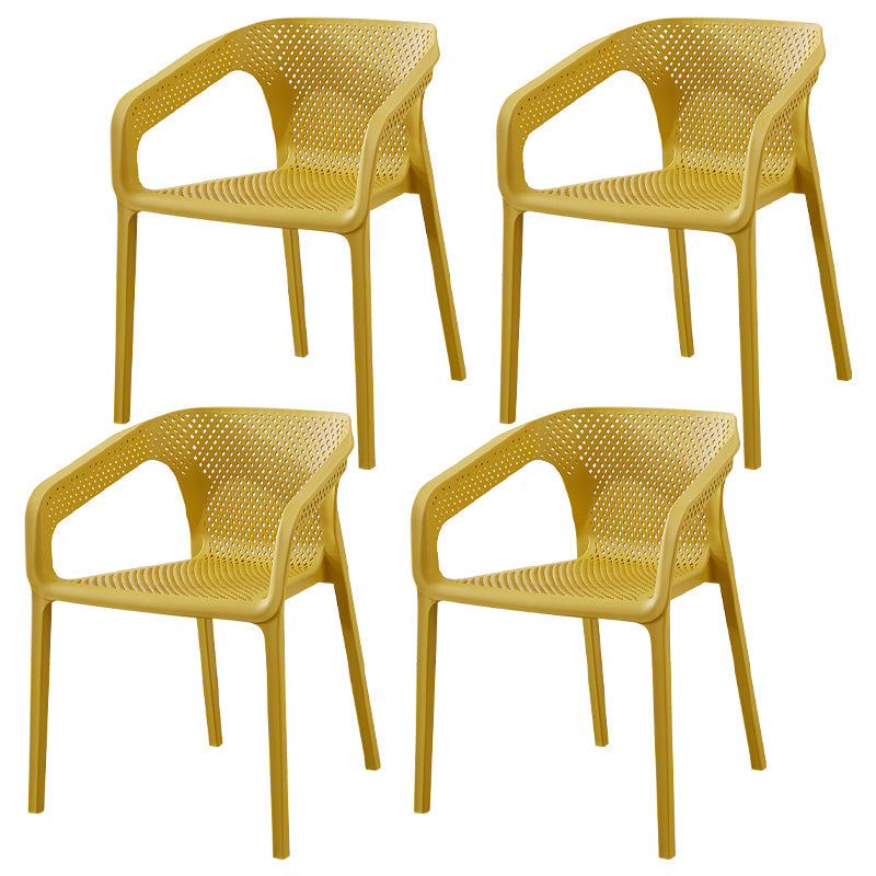 Contemporary Style Stackable Chair Kitchen Arm Chair with Plastic Legs Ginger Set of 4 Clearhalo 'Dining Chairs' 'Dining Tables & Seating' 'dining_chair' 'Furniture' 'furniture_dining_chair' 'Kitchen & Dining Furniture' 4761081