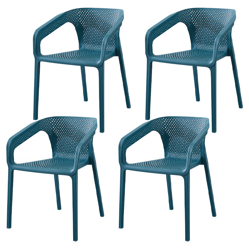 Contemporary Style Stackable Chair Kitchen Arm Chair with Plastic Legs Dark Blue Set of 4 Clearhalo 'Dining Chairs' 'Dining Tables & Seating' 'dining_chair' 'Furniture' 'furniture_dining_chair' 'Kitchen & Dining Furniture' 4761083