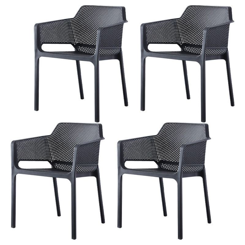 Contemporary Style Stackable Dining Chairs Kitchen Plastic Arm Chair Black Set of 4 Clearhalo 'Dining Chairs' 'Dining Tables & Seating' 'dining_chair' 'Furniture' 'furniture_dining_chair' 'Kitchen & Dining Furniture' 4761091