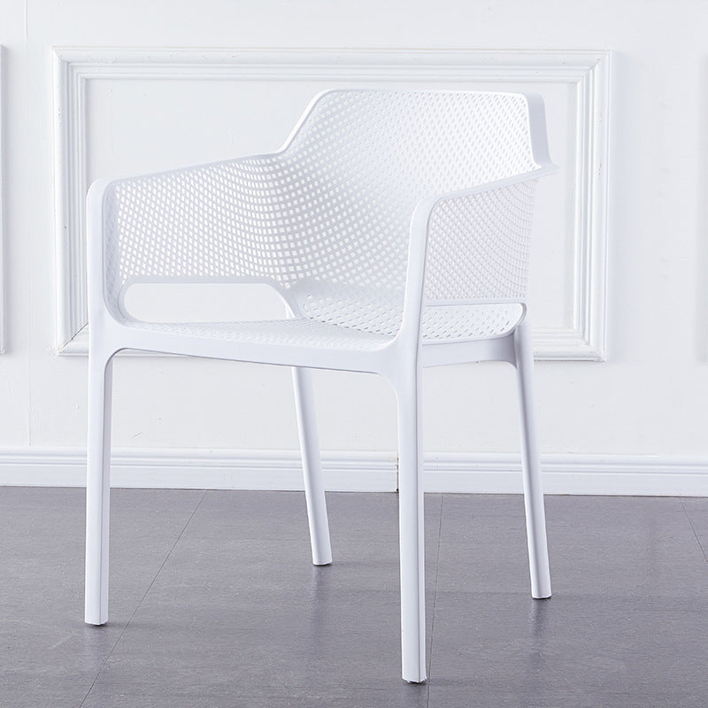 Contemporary Style Stackable Dining Chairs Kitchen Plastic Arm Chair White 1 Piece Clearhalo 'Dining Chairs' 'Dining Tables & Seating' 'dining_chair' 'Furniture' 'furniture_dining_chair' 'Kitchen & Dining Furniture' 4761093