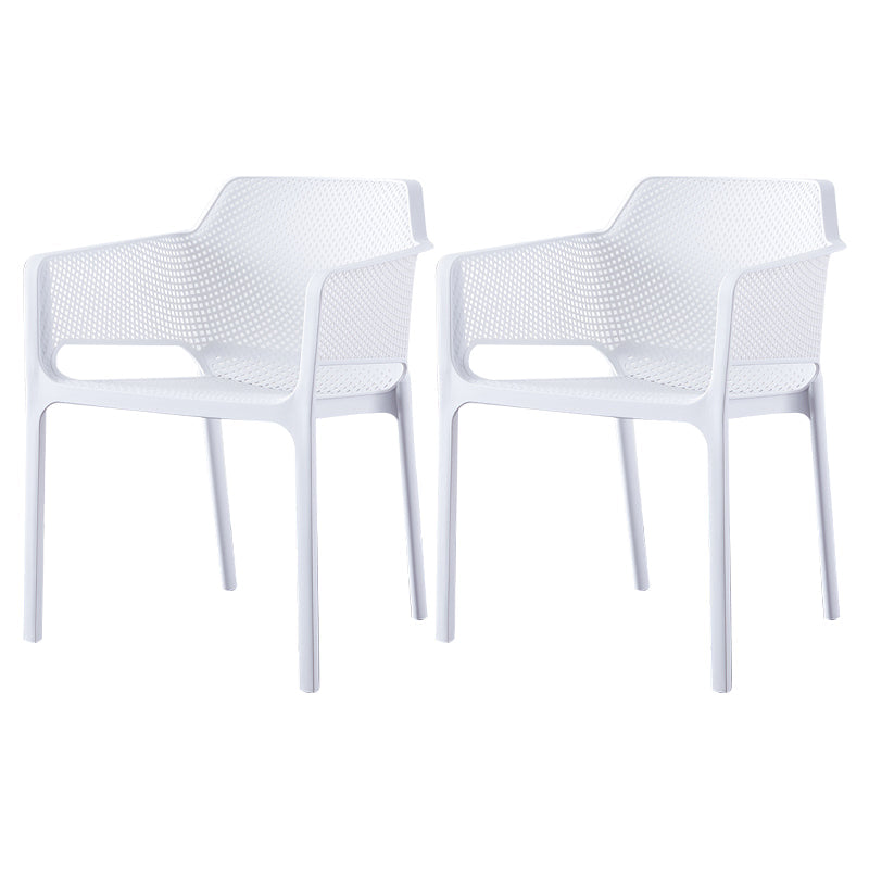 Contemporary Style Stackable Dining Chairs Kitchen Plastic Arm Chair White Set of 2 Clearhalo 'Dining Chairs' 'Dining Tables & Seating' 'dining_chair' 'Furniture' 'furniture_dining_chair' 'Kitchen & Dining Furniture' 4761096