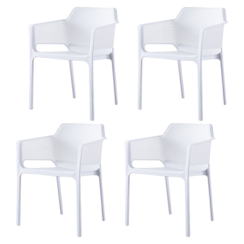 Contemporary Style Stackable Dining Chairs Kitchen Plastic Arm Chair White Set of 4 Clearhalo 'Dining Chairs' 'Dining Tables & Seating' 'dining_chair' 'Furniture' 'furniture_dining_chair' 'Kitchen & Dining Furniture' 4761097