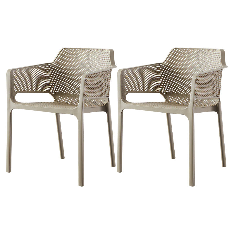 Contemporary Style Stackable Dining Chairs Kitchen Plastic Arm Chair Camel Set of 2 Clearhalo 'Dining Chairs' 'Dining Tables & Seating' 'dining_chair' 'Furniture' 'furniture_dining_chair' 'Kitchen & Dining Furniture' 4761107
