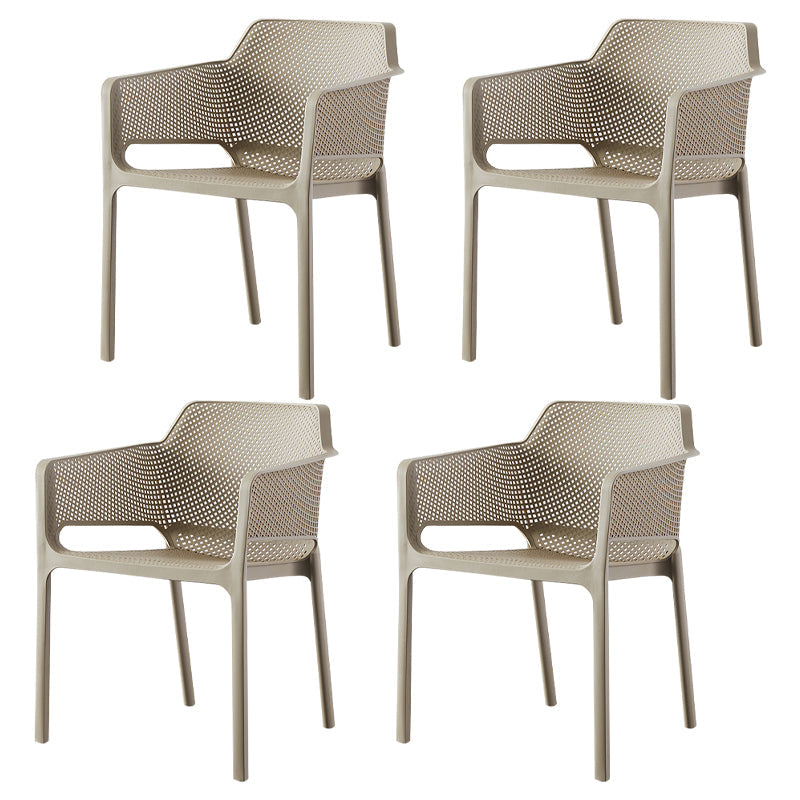 Contemporary Style Stackable Dining Chairs Kitchen Plastic Arm Chair Camel Set of 4 Clearhalo 'Dining Chairs' 'Dining Tables & Seating' 'dining_chair' 'Furniture' 'furniture_dining_chair' 'Kitchen & Dining Furniture' 4761109