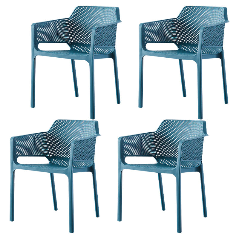Contemporary Style Stackable Dining Chairs Kitchen Plastic Arm Chair Peacock Blue Set of 4 Clearhalo 'Dining Chairs' 'Dining Tables & Seating' 'dining_chair' 'Furniture' 'furniture_dining_chair' 'Kitchen & Dining Furniture' 4761118