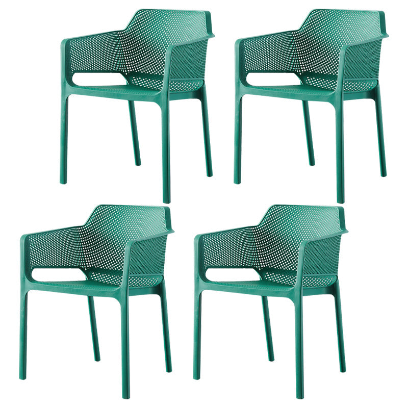 Contemporary Style Stackable Dining Chairs Kitchen Plastic Arm Chair Blackish Green Set of 4 Clearhalo 'Dining Chairs' 'Dining Tables & Seating' 'dining_chair' 'Furniture' 'furniture_dining_chair' 'Kitchen & Dining Furniture' 4761121