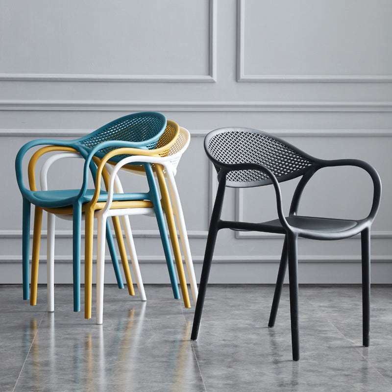 Contemporary Style Stackable Plastic Dining Chairs Open Back Kitchen Arm Chair Clearhalo 'Dining Chairs' 'Dining Tables & Seating' 'dining_chair' 'Furniture' 'furniture_dining_chair' 'Kitchen & Dining Furniture' 4761125