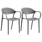 Contemporary Style Stackable Plastic Dining Chairs Open Back Kitchen Arm Chair Grey Set of 2 Clearhalo 'Dining Chairs' 'Dining Tables & Seating' 'dining_chair' 'Furniture' 'furniture_dining_chair' 'Kitchen & Dining Furniture' 4761128