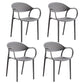 Contemporary Style Stackable Plastic Dining Chairs Open Back Kitchen Arm Chair Grey Set of 4 Clearhalo 'Dining Chairs' 'Dining Tables & Seating' 'dining_chair' 'Furniture' 'furniture_dining_chair' 'Kitchen & Dining Furniture' 4761129