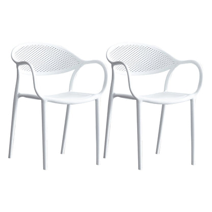 Contemporary Style Stackable Plastic Dining Chairs Open Back Kitchen Arm Chair White Set of 2 Clearhalo 'Dining Chairs' 'Dining Tables & Seating' 'dining_chair' 'Furniture' 'furniture_dining_chair' 'Kitchen & Dining Furniture' 4761131