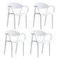 Contemporary Style Stackable Plastic Dining Chairs Open Back Kitchen Arm Chair White Set of 4 Clearhalo 'Dining Chairs' 'Dining Tables & Seating' 'dining_chair' 'Furniture' 'furniture_dining_chair' 'Kitchen & Dining Furniture' 4761134