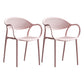 Contemporary Style Stackable Plastic Dining Chairs Open Back Kitchen Arm Chair Pink Set of 2 Clearhalo 'Dining Chairs' 'Dining Tables & Seating' 'dining_chair' 'Furniture' 'furniture_dining_chair' 'Kitchen & Dining Furniture' 4761136