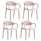 Contemporary Style Stackable Plastic Dining Chairs Open Back Kitchen Arm Chair Pink Set of 4 Clearhalo 'Dining Chairs' 'Dining Tables & Seating' 'dining_chair' 'Furniture' 'furniture_dining_chair' 'Kitchen & Dining Furniture' 4761137
