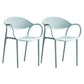 Contemporary Style Stackable Plastic Dining Chairs Open Back Kitchen Arm Chair Blue Set of 2 Clearhalo 'Dining Chairs' 'Dining Tables & Seating' 'dining_chair' 'Furniture' 'furniture_dining_chair' 'Kitchen & Dining Furniture' 4761139