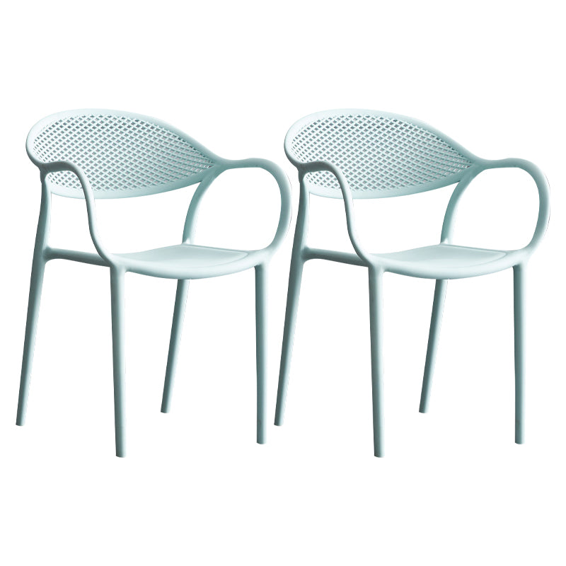 Contemporary Style Stackable Plastic Dining Chairs Open Back Kitchen Arm Chair Blue Set of 2 Clearhalo 'Dining Chairs' 'Dining Tables & Seating' 'dining_chair' 'Furniture' 'furniture_dining_chair' 'Kitchen & Dining Furniture' 4761139