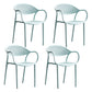 Contemporary Style Stackable Plastic Dining Chairs Open Back Kitchen Arm Chair Blue Set of 4 Clearhalo 'Dining Chairs' 'Dining Tables & Seating' 'dining_chair' 'Furniture' 'furniture_dining_chair' 'Kitchen & Dining Furniture' 4761141