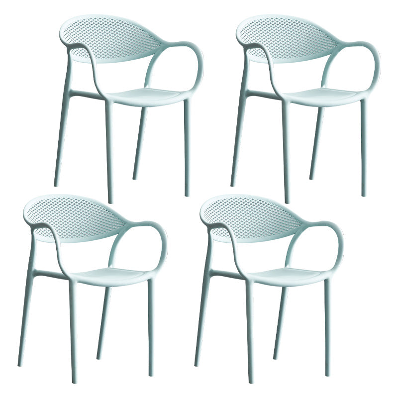 Contemporary Style Stackable Plastic Dining Chairs Open Back Kitchen Arm Chair Blue Set of 4 Clearhalo 'Dining Chairs' 'Dining Tables & Seating' 'dining_chair' 'Furniture' 'furniture_dining_chair' 'Kitchen & Dining Furniture' 4761141