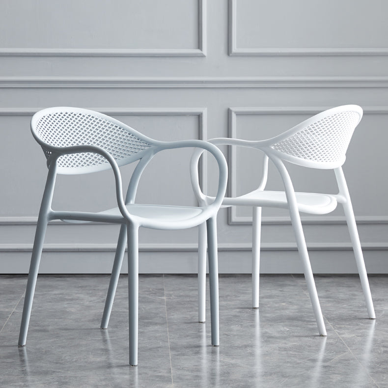 Contemporary Style Stackable Plastic Dining Chairs Open Back Kitchen Arm Chair Clearhalo 'Dining Chairs' 'Dining Tables & Seating' 'dining_chair' 'Furniture' 'furniture_dining_chair' 'Kitchen & Dining Furniture' 4761142