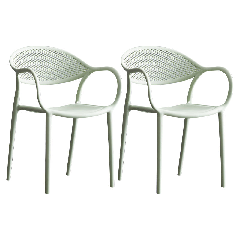 Contemporary Style Stackable Plastic Dining Chairs Open Back Kitchen Arm Chair Green Set of 2 Clearhalo 'Dining Chairs' 'Dining Tables & Seating' 'dining_chair' 'Furniture' 'furniture_dining_chair' 'Kitchen & Dining Furniture' 4761143
