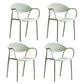 Contemporary Style Stackable Plastic Dining Chairs Open Back Kitchen Arm Chair Green Set of 4 Clearhalo 'Dining Chairs' 'Dining Tables & Seating' 'dining_chair' 'Furniture' 'furniture_dining_chair' 'Kitchen & Dining Furniture' 4761144