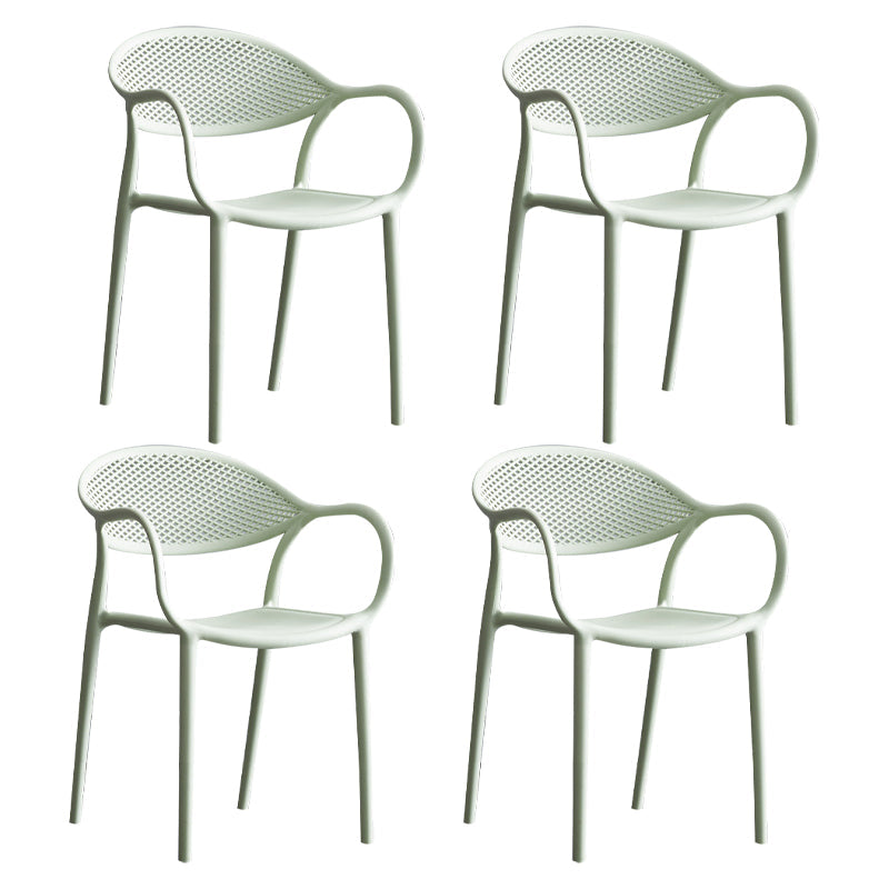 Contemporary Style Stackable Plastic Dining Chairs Open Back Kitchen Arm Chair Green Set of 4 Clearhalo 'Dining Chairs' 'Dining Tables & Seating' 'dining_chair' 'Furniture' 'furniture_dining_chair' 'Kitchen & Dining Furniture' 4761144