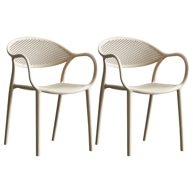 Contemporary Style Stackable Plastic Dining Chairs Open Back Kitchen Arm Chair Camel Set of 2 Clearhalo 'Dining Chairs' 'Dining Tables & Seating' 'dining_chair' 'Furniture' 'furniture_dining_chair' 'Kitchen & Dining Furniture' 4761145