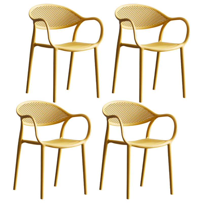 Contemporary Style Stackable Plastic Dining Chairs Open Back Kitchen Arm Chair Ginger Set of 4 Clearhalo 'Dining Chairs' 'Dining Tables & Seating' 'dining_chair' 'Furniture' 'furniture_dining_chair' 'Kitchen & Dining Furniture' 4761148