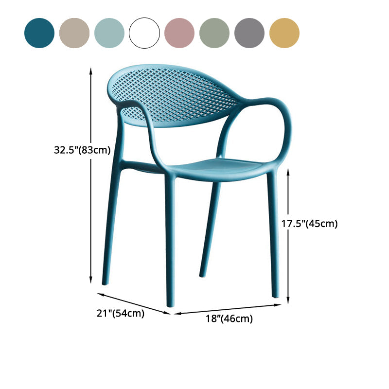 Contemporary Style Stackable Plastic Dining Chairs Open Back Kitchen Arm Chair Clearhalo 'Dining Chairs' 'Dining Tables & Seating' 'dining_chair' 'Furniture' 'furniture_dining_chair' 'Kitchen & Dining Furniture' 4761151