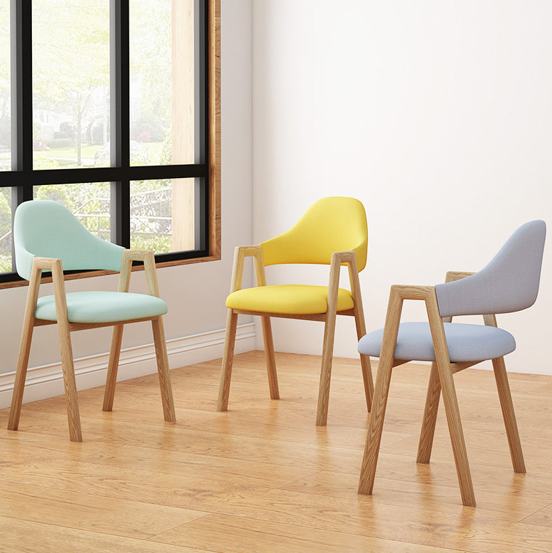 Contemporary Style Chairs Kitchen Open Back Arm Chair with Wooden Legs Clearhalo 'Dining Chairs' 'Dining Tables & Seating' 'dining_chair' 'Furniture' 'furniture_dining_chair' 'Kitchen & Dining Furniture' 4761152