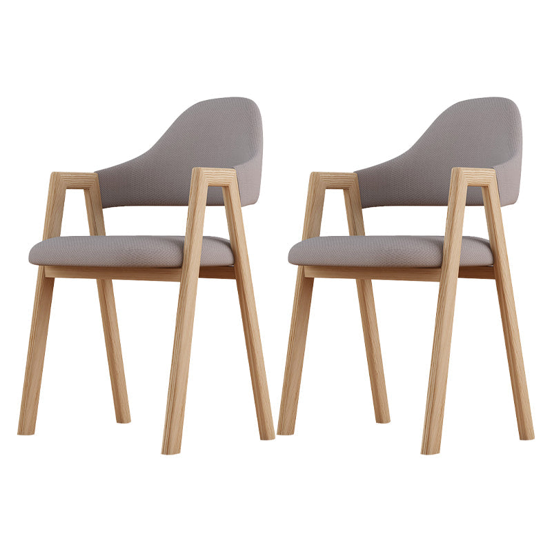 Contemporary Style Chairs Kitchen Open Back Arm Chair with Wooden Legs Grey Set of 2 Clearhalo 'Dining Chairs' 'Dining Tables & Seating' 'dining_chair' 'Furniture' 'furniture_dining_chair' 'Kitchen & Dining Furniture' 4761153