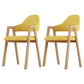 Contemporary Style Chairs Kitchen Open Back Arm Chair with Wooden Legs Yellow Set of 2 Clearhalo 'Dining Chairs' 'Dining Tables & Seating' 'dining_chair' 'Furniture' 'furniture_dining_chair' 'Kitchen & Dining Furniture' 4761154