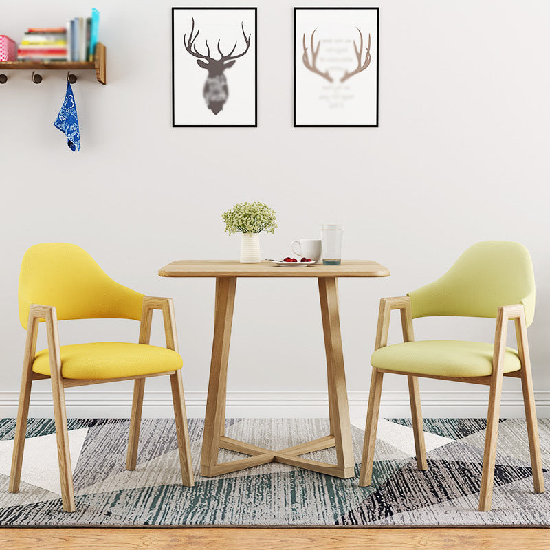 Contemporary Style Chairs Kitchen Open Back Arm Chair with Wooden Legs Clearhalo 'Dining Chairs' 'Dining Tables & Seating' 'dining_chair' 'Furniture' 'furniture_dining_chair' 'Kitchen & Dining Furniture' 4761155