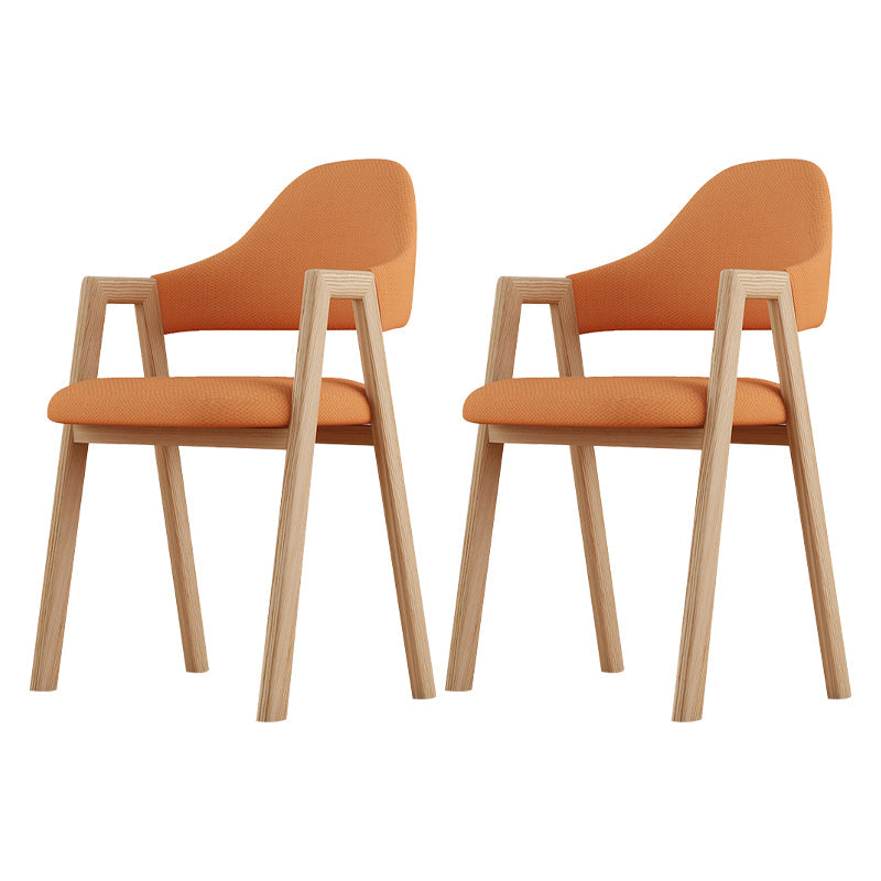 Contemporary Style Chairs Kitchen Open Back Arm Chair with Wooden Legs Orange Set of 2 Clearhalo 'Dining Chairs' 'Dining Tables & Seating' 'dining_chair' 'Furniture' 'furniture_dining_chair' 'Kitchen & Dining Furniture' 4761156
