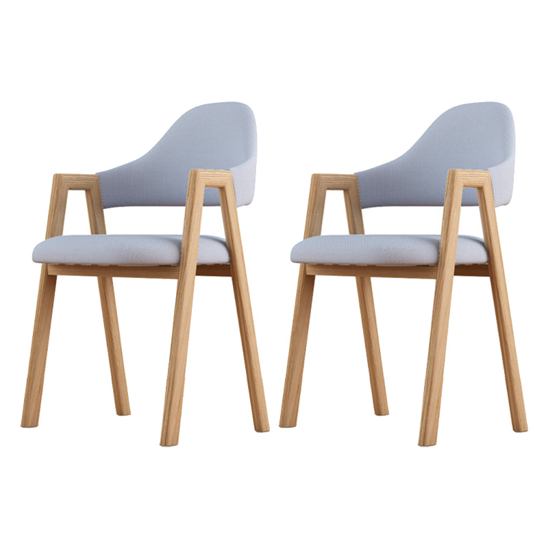 Contemporary Style Chairs Kitchen Open Back Arm Chair with Wooden Legs Blue Set of 2 Clearhalo 'Dining Chairs' 'Dining Tables & Seating' 'dining_chair' 'Furniture' 'furniture_dining_chair' 'Kitchen & Dining Furniture' 4761159