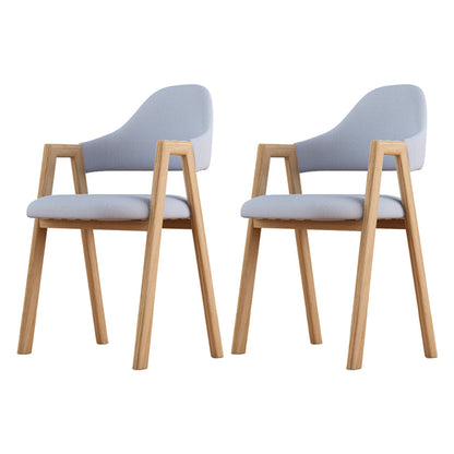 Contemporary Style Chairs Kitchen Open Back Arm Chair with Wooden Legs Blue Set of 2 Clearhalo 'Dining Chairs' 'Dining Tables & Seating' 'dining_chair' 'Furniture' 'furniture_dining_chair' 'Kitchen & Dining Furniture' 4761159