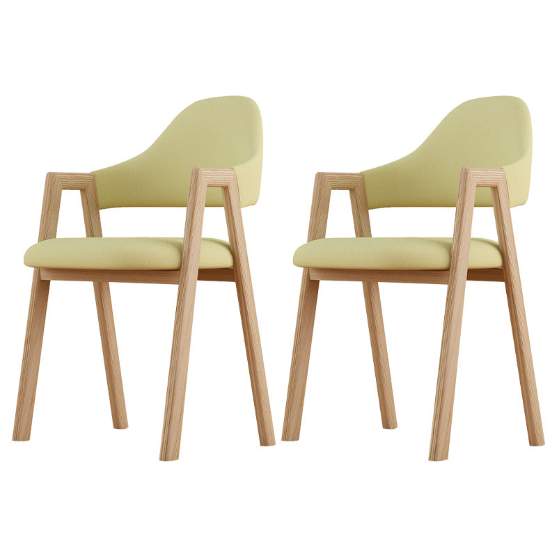 Contemporary Style Chairs Kitchen Open Back Arm Chair with Wooden Legs Green Set of 2 Clearhalo 'Dining Chairs' 'Dining Tables & Seating' 'dining_chair' 'Furniture' 'furniture_dining_chair' 'Kitchen & Dining Furniture' 4761160