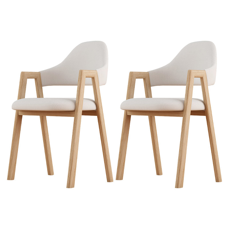 Contemporary Style Chairs Kitchen Open Back Arm Chair with Wooden Legs Khaki Set of 2 Clearhalo 'Dining Chairs' 'Dining Tables & Seating' 'dining_chair' 'Furniture' 'furniture_dining_chair' 'Kitchen & Dining Furniture' 4761162