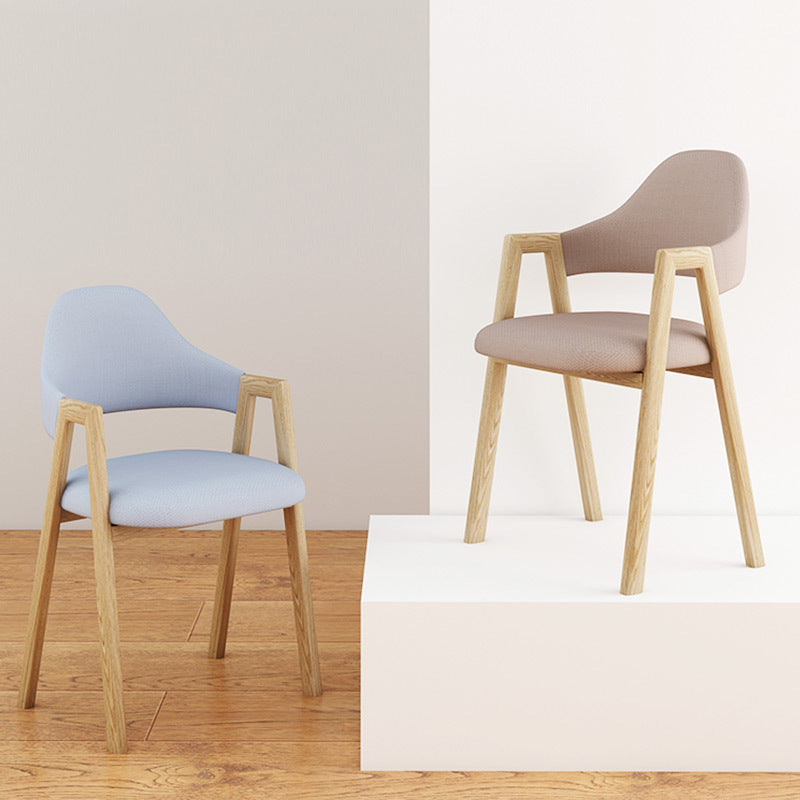 Contemporary Style Chairs Kitchen Open Back Arm Chair with Wooden Legs Clearhalo 'Dining Chairs' 'Dining Tables & Seating' 'dining_chair' 'Furniture' 'furniture_dining_chair' 'Kitchen & Dining Furniture' 4761169