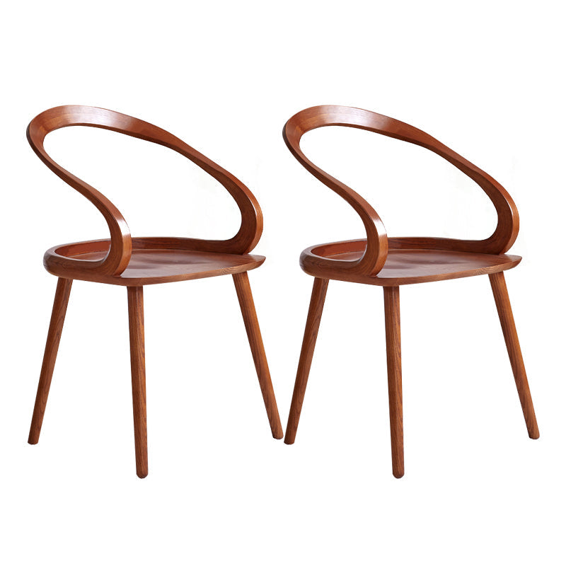 Scandinavian Style Wood Side Dining Chairs Open Back Side Chair Walnut Set of 2 Clearhalo 'Dining Chairs' 'Dining Tables & Seating' 'dining_chair' 'Furniture' 'furniture_dining_chair' 'Kitchen & Dining Furniture' 4761181