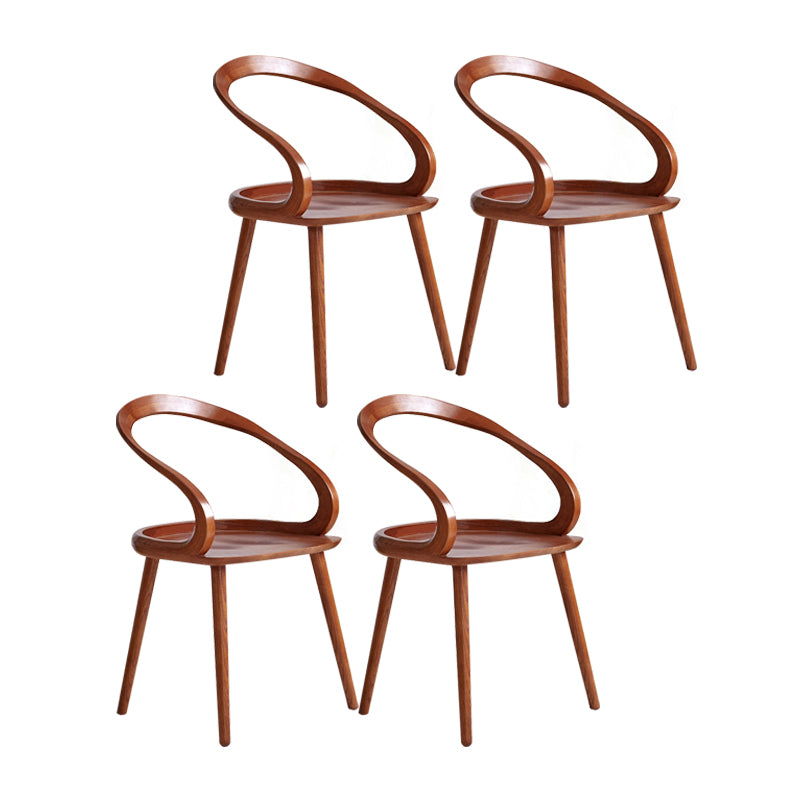 Scandinavian Style Wood Side Dining Chairs Open Back Side Chair Walnut Set of 4 Clearhalo 'Dining Chairs' 'Dining Tables & Seating' 'dining_chair' 'Furniture' 'furniture_dining_chair' 'Kitchen & Dining Furniture' 4761183
