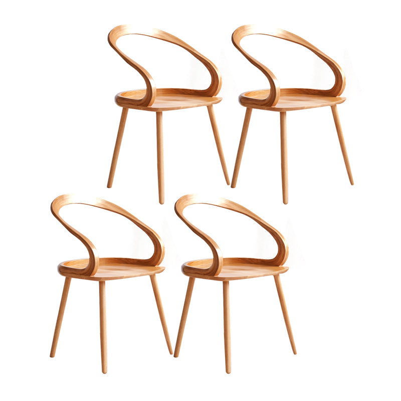 Scandinavian Style Wood Side Dining Chairs Open Back Side Chair Natural Set of 4 Clearhalo 'Dining Chairs' 'Dining Tables & Seating' 'dining_chair' 'Furniture' 'furniture_dining_chair' 'Kitchen & Dining Furniture' 4761189