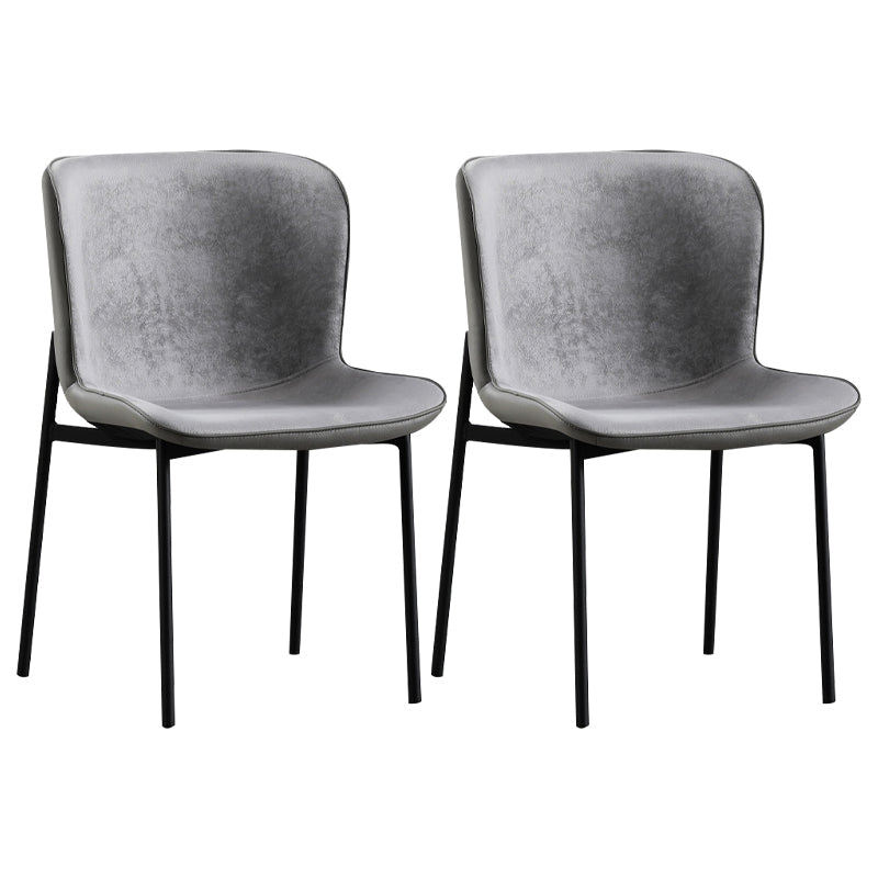 Contemporary Style Chairs Kitchen Armless Chair with Metal Legs Grey Set of 2 Clearhalo 'Dining Chairs' 'Dining Tables & Seating' 'dining_chair' 'Furniture' 'furniture_dining_chair' 'Kitchen & Dining Furniture' 4761195