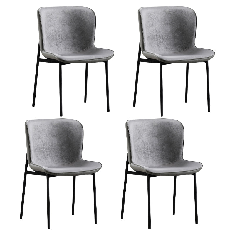 Contemporary Style Chairs Kitchen Armless Chair with Metal Legs Grey Set of 4 Clearhalo 'Dining Chairs' 'Dining Tables & Seating' 'dining_chair' 'Furniture' 'furniture_dining_chair' 'Kitchen & Dining Furniture' 4761197