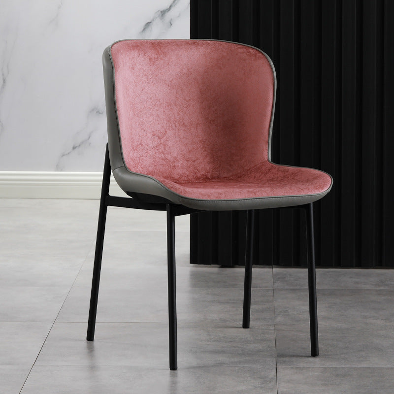 Contemporary Style Chairs Kitchen Armless Chair with Metal Legs Burgundy 1 Piece Clearhalo 'Dining Chairs' 'Dining Tables & Seating' 'dining_chair' 'Furniture' 'furniture_dining_chair' 'Kitchen & Dining Furniture' 4761199