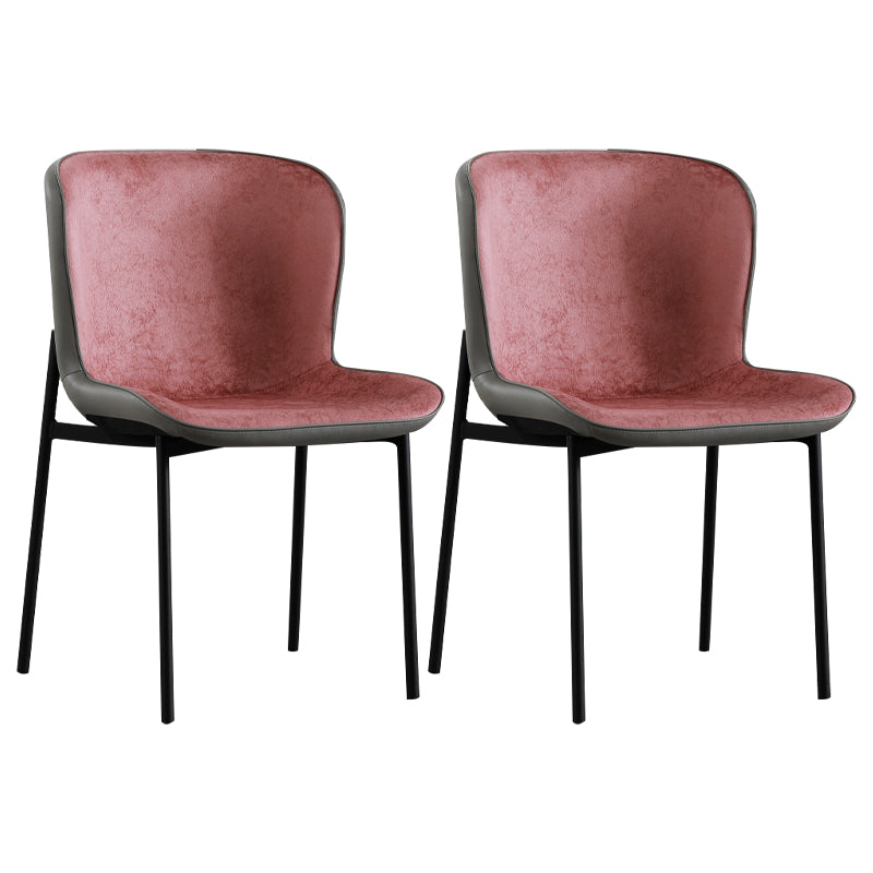 Contemporary Style Chairs Kitchen Armless Chair with Metal Legs Burgundy Set of 2 Clearhalo 'Dining Chairs' 'Dining Tables & Seating' 'dining_chair' 'Furniture' 'furniture_dining_chair' 'Kitchen & Dining Furniture' 4761201