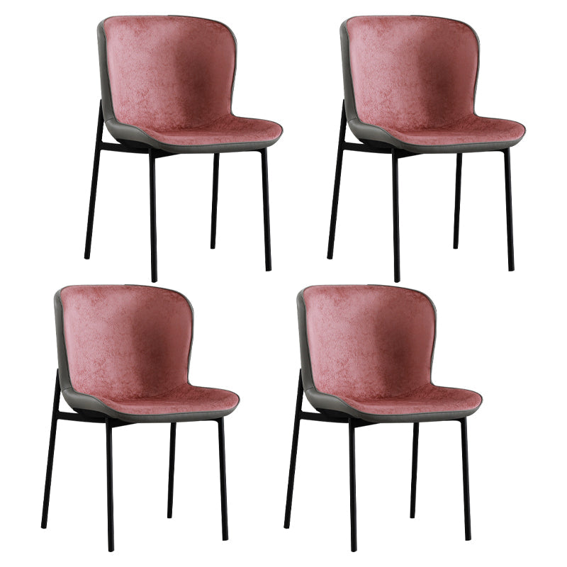 Contemporary Style Chairs Kitchen Armless Chair with Metal Legs Burgundy Set of 4 Clearhalo 'Dining Chairs' 'Dining Tables & Seating' 'dining_chair' 'Furniture' 'furniture_dining_chair' 'Kitchen & Dining Furniture' 4761202